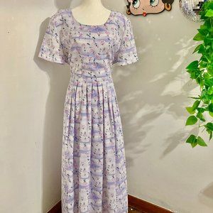 Beautiful Vintage 90's Cottagecore Purple Maxi Dress | Women's 14